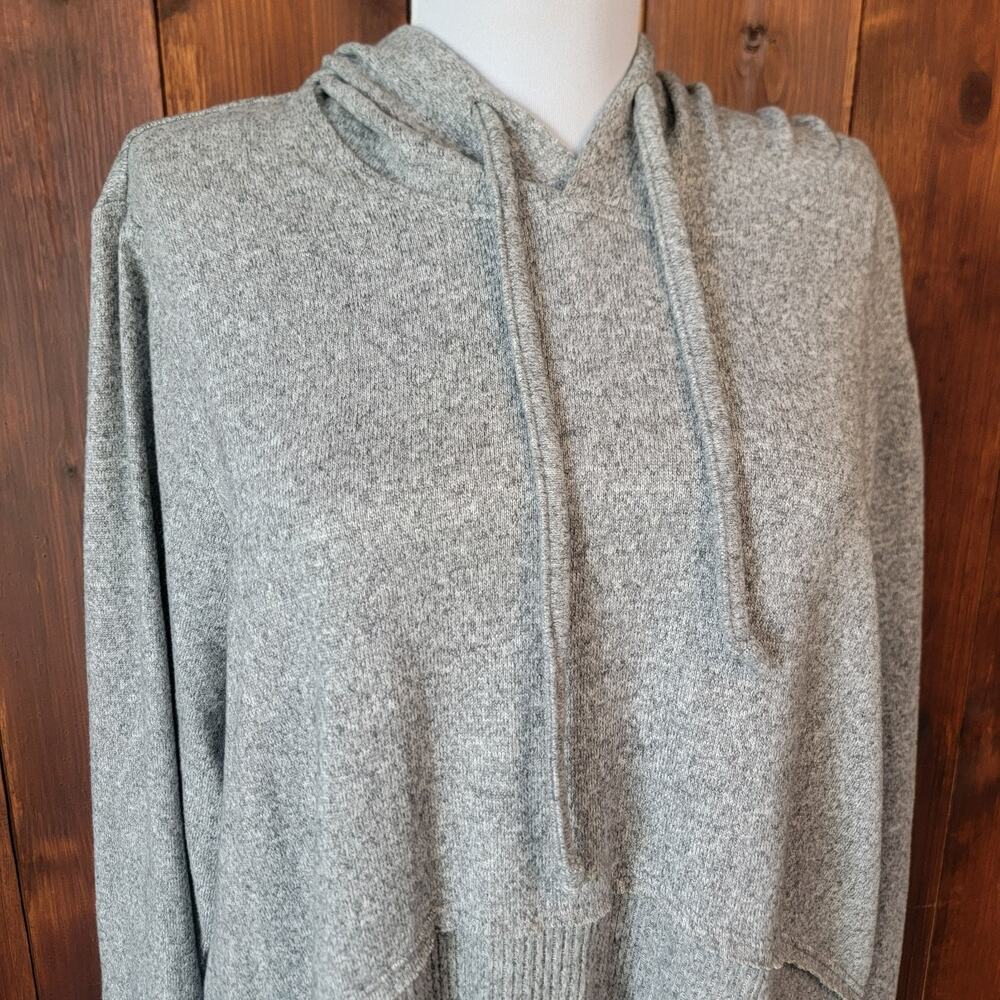 Rio &‎ Rian Women’s 1X Gray Hooded Pullover Long Sleeve Empire Waist Lightweight